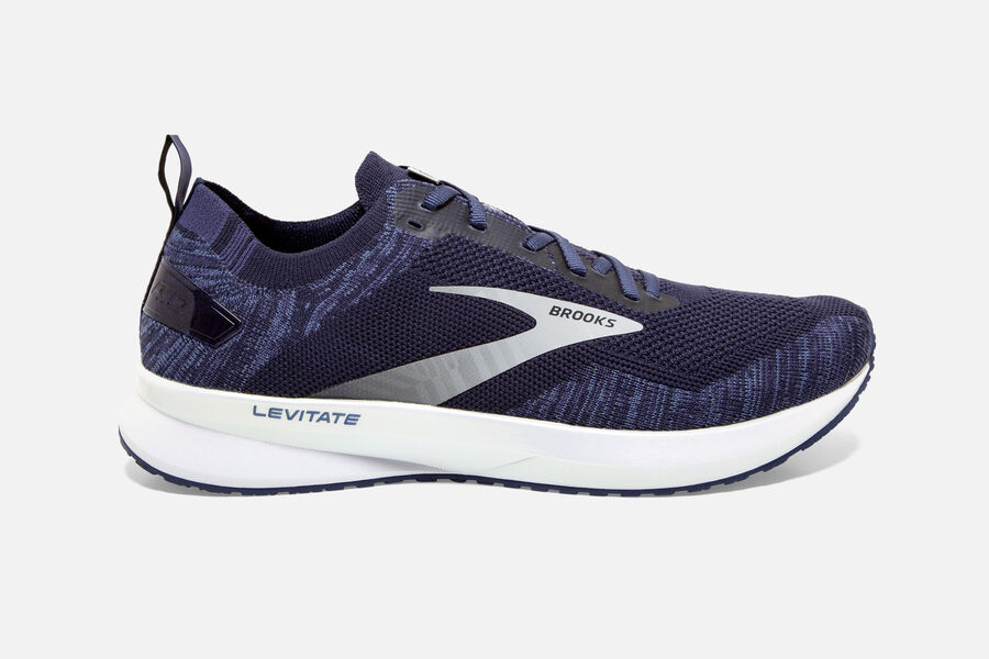 Brooks Running Shoes - Levitate 4 Road Mens - Navy/Grey/White - IYR-038597